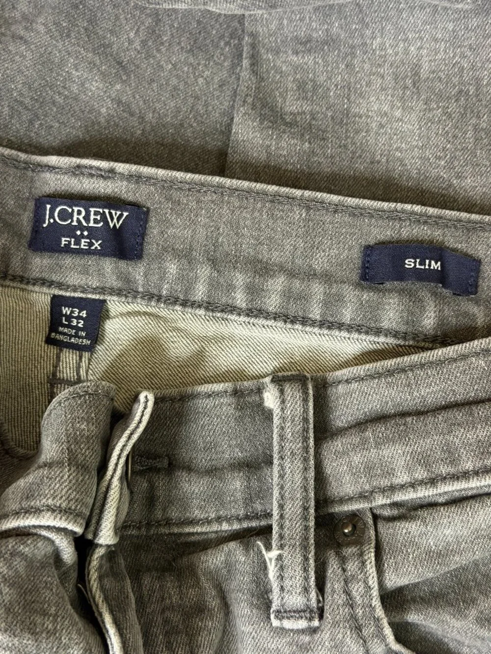 J Crew Factory Flex Slim Jeans Denim Pants Men Gray 34 x 32